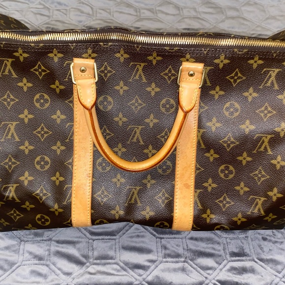 Authentic Vintage Louis Vuitton Keepall 55” Vachetta Leather Monogram Duffle Bag - Picture 2 of 8
